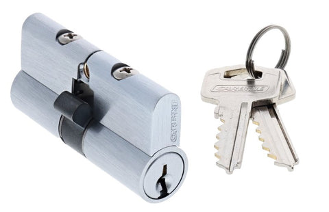 Carbine Euro Double cylinder Fixed Cam, 5 pin, TES5 Keyed to Differ, , Boxed, Satin Chrome - primehardware