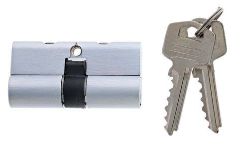 Carbine Euro Double cylinder Fixed Cam, 5 pin, TES5 Keyed to Differ, , Boxed, Satin Chrome - primehardware