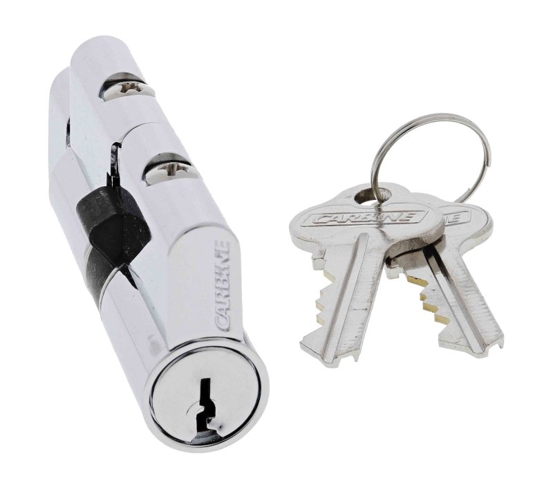 Carbine Euro Cylinder and turn Fixed Cam, 5 pin, C4 Keyed Alike, KA1, Boxed, Chrome Plate - primehardware