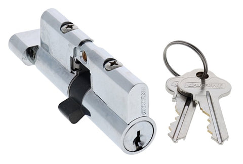 Carbine 70MM Euro Cylinder and turn Fixed Cam, 5 pin, C4 Keyed to Differ, , Boxed, Chrome Plate - primehardware