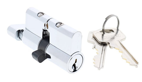 Carbine Euro Cylinder and turn Fixed Cam, 5 pin, TES5 Keyed to Differ, , Boxed, Chrome Plate - primehardware