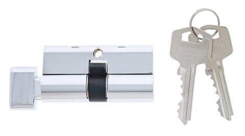 Carbine Euro Cylinder and turn Fixed Cam, 5 pin, TES5 Keyed to Differ, , Boxed, Chrome Plate - primehardware