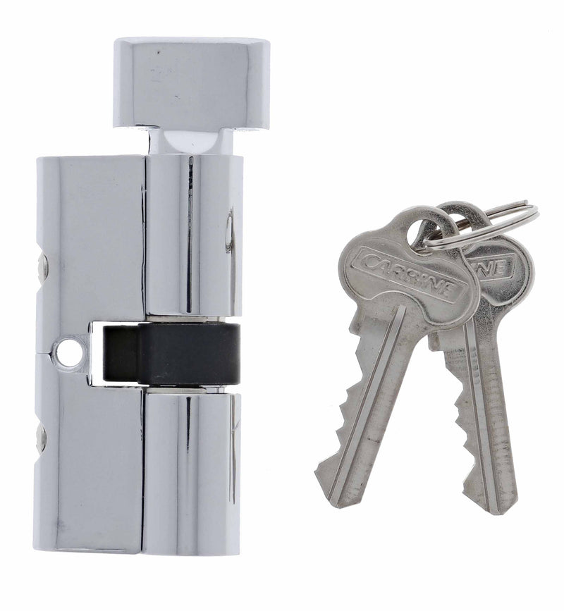 Carbine Euro Cylinder and turn Fixed Cam, 5 pin, C4 Keyed to Differ, , Boxed, Chrome Plate