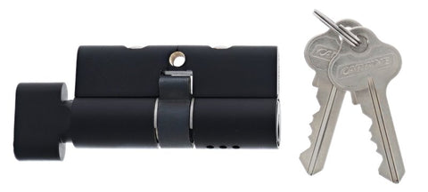Carbine Euro Cylinder and turn Fixed Cam, 5 pin, C4 Keyed Alike, KA1, Boxed, Matte Black - primehardware