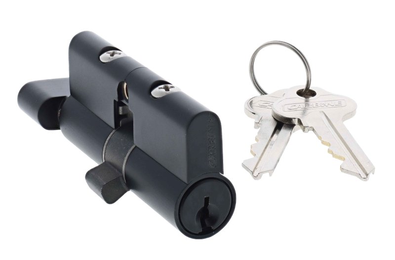 Carbine Euro Cylinder and turn Fixed Cam, 5 pin, C4 Keyed to Differ, , Boxed, Matte Black - primehardware