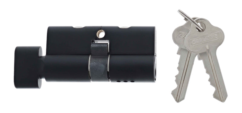 Carbine Euro Cylinder and turn Fixed Cam, 5 pin, C4 Keyed to Differ, , Boxed, Matte Black