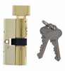 Carbine Euro Cylinder and turn Fixed Cam, 5 pin, C4 Keyed Alike, KA4, Boxed, Polished Brass - primehardware