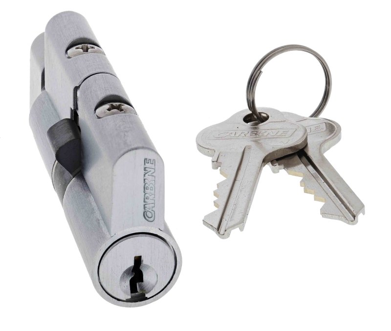 Carbine Euro Cylinder and turn Fixed Cam, 5 pin, C4 Keyed Alike, KA1, Boxed, Satin Chrome - primehardware