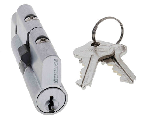 Carbine Euro Cylinder and turn Fixed Cam, 5 pin, C4 Keyed Alike, RANDOM GROUPS, Boxed, Satin Chrome - primehardware