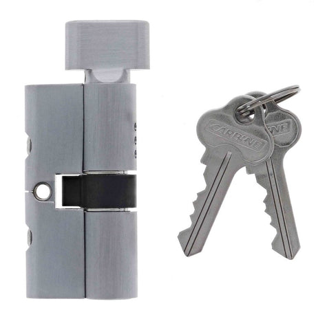 Carbine Euro Cylinder and turn Fixed Cam, 5 pin, C4 Keyed Alike, RANDOM GROUPS, Boxed, Satin Chrome - primehardware