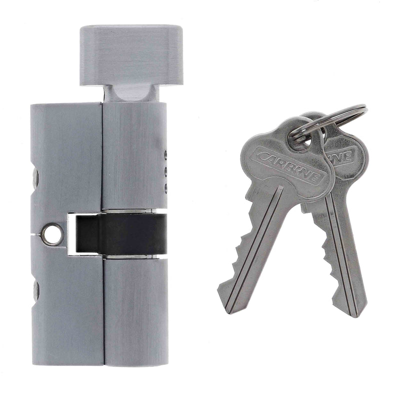 Carbine Euro Cylinder and turn Fixed Cam, 5 pin, C4 Keyed to Differ, , Boxed, Satin Chrome