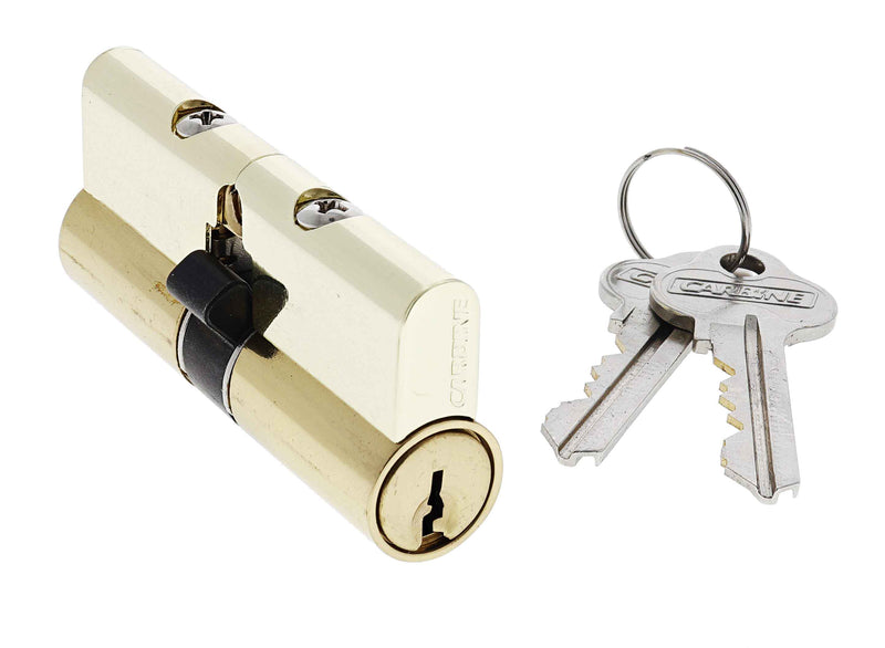 Carbine Euro Double cylinder Fixed Cam, 6 pin, C4 Keyed to Differ, , Boxed, Polished Brass