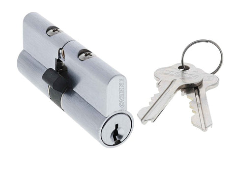 Carbine Euro Double cylinder Fixed Cam, 6 pin, C4 Keyed Alike, KA3, Boxed, Satin Chrome - primehardware