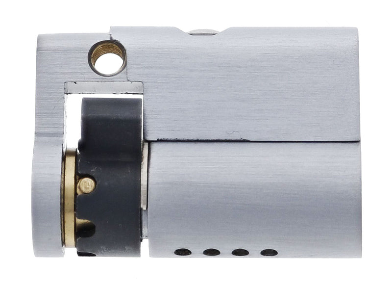 Carbine Euro Half cylinder Fixed Cam, 6 pin, C4 Keyed to Differ, , Boxed, Satin Chrome