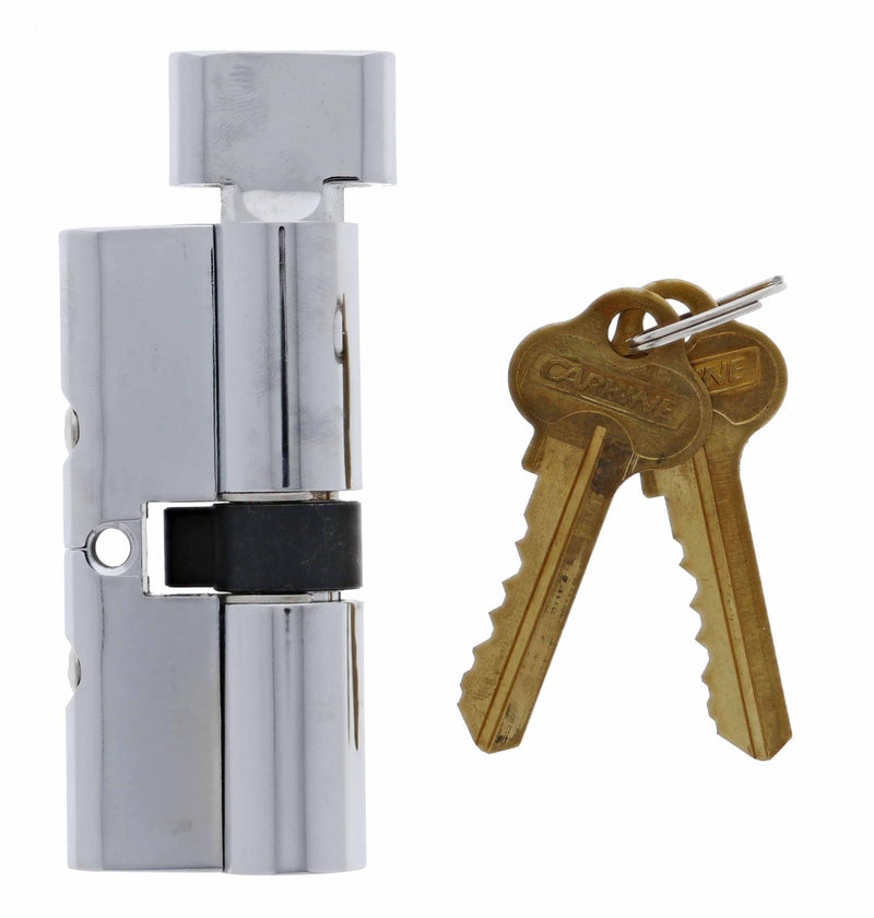 Carbine Euro Cylinder and turn Fixed Cam, 6 pin, C4 Keyed Alike, KA4, Boxed, Chrome Plate