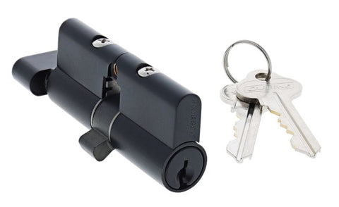 Carbine Euro Cylinder and turn Fixed Cam, 6 pin, C4 Keyed Alike, KA1, Boxed, Matte Black - primehardware