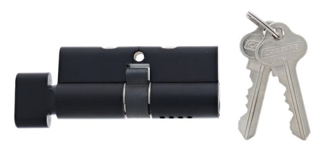 Carbine Euro Cylinder and turn Fixed Cam, 6 pin, C4 Keyed Alike, KA1, Boxed, Matte Black - primehardware