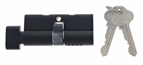 Carbine Euro Cylinder and turn Fixed Cam, 6 pin, C4 Keyed to Differ, , Boxed, Matte Black - primehardware