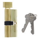 Carbine Euro Cylinder and turn Fixed Cam, 6 pin, C4 Keyed Alike, KA2, Boxed, Polished Brass - primehardware