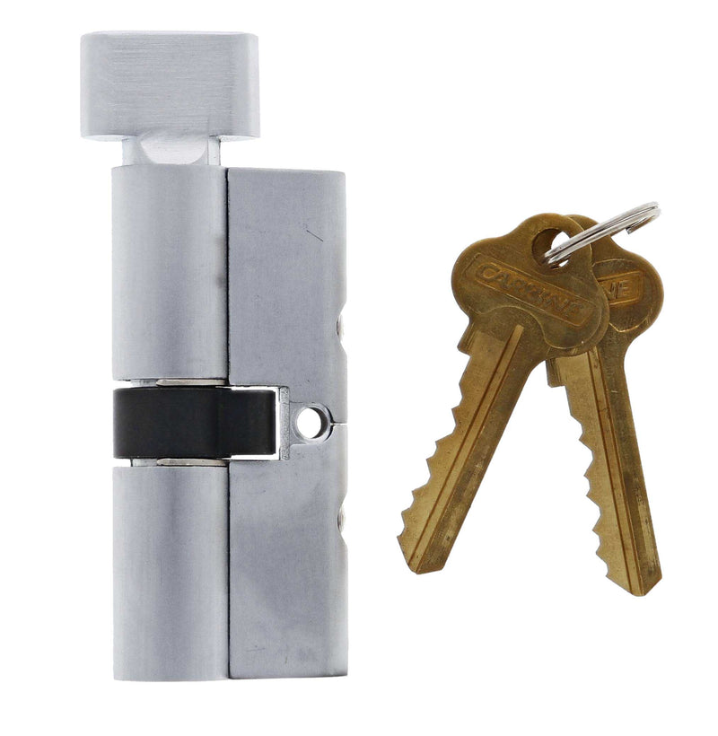 Carbine Euro Cylinder and turn Fixed Cam, 6 pin, C4 Keyed to Differ, , Boxed, Satin Chrome