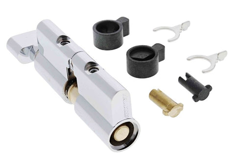 Carbine Euro / Profile Cylinder Housing, Fixed and Lazy Cam 6 pin, Cylinder and turn, Boxed, Chrome Plate - primehardware