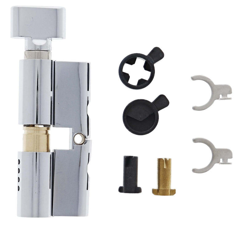 Carbine Euro / Profile Cylinder Housing, Fixed and Lazy Cam  6 pin, Cylinder and turn, Boxed, Chrome Plate