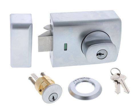 Carbine Alpha CRD - 3K1 , Double cylinder deadlatch, Knob inside, C4 Keyed to Differ , Metal frame strike, Satin Chrome, Boxed - primehardware