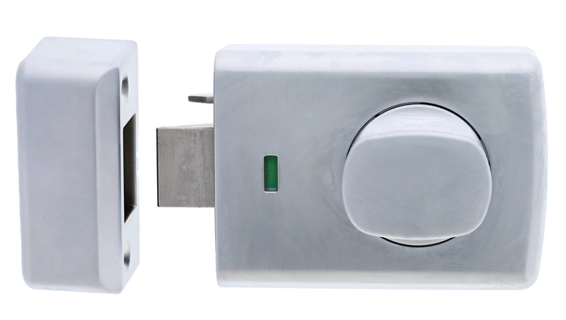 Carbine Alpha CRD-3K1 , Single cylinder deadlatch, Knob inside,   No Cylinder  , Metal frame strike, Satin Chrome, Boxed