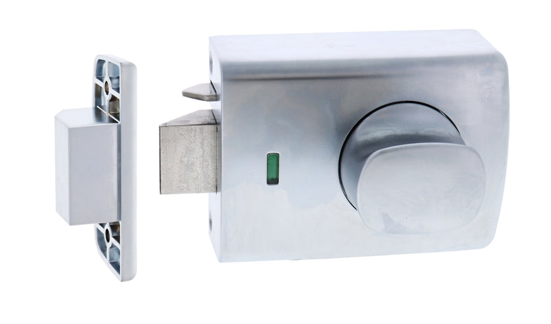 Carbine Alpha CRD-4K1 , Single cylinder deadlatch, Knob inside,   No Cylinder  , Openout strike, Satin Chrome, Boxed