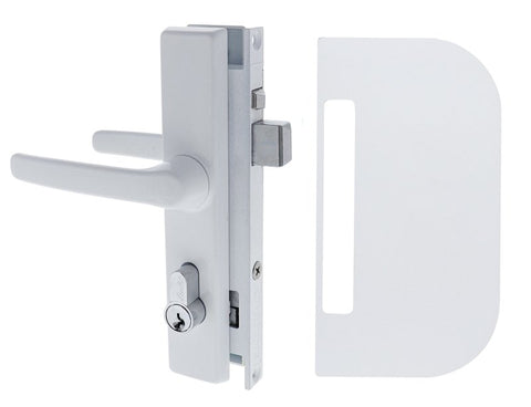 Carbine CSDL Screen Door Lock, Includes cylinder and CSS - 1 shield, White - primehardware