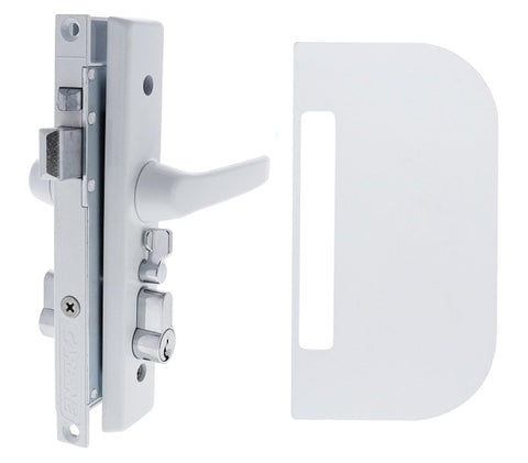 Carbine CSDL Screen Door Lock, Includes cylinder and CSS - 1 shield, White - primehardware