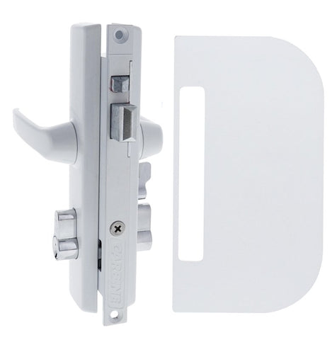 Carbine CSDL Screen Door Lock, Includes cylinder and CSS - 1 shield, White - primehardware