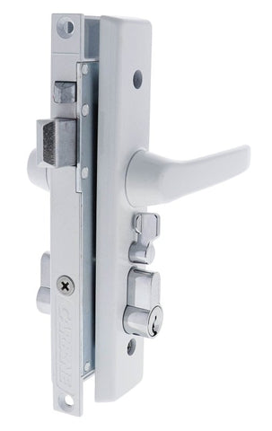 Carbine CSDL Screen Door Lock, Includes LPL cylinder keyed to differ, White - primehardware