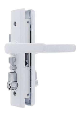 Carbine CSDL Screen Door Lock, Includes LPL cylinder keyed to differ, White - primehardware