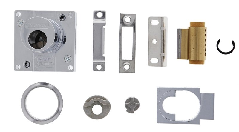 Carbine CCL Cupboard Lock , Bolt Or Latch, No Barrel , Boxed, Chrome Plate - primehardware