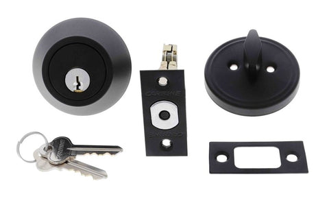 Carbine LB Residential Series Standard Cylinder and Turn Deadbolt, 60 - 70mm backset, C4 Keyed to Differ , Boxed, Matte Black - primehardware