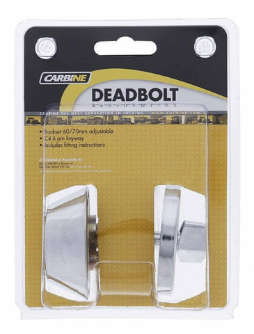 Carbine LB Residential Series Standard Cylinder and Turn Deadbolt, 60 - 70mm backset, C4 Keyed to Differ , Display Pack, Chrome Plate - primehardware