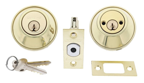 Carbine LB Residential Series Standard Double Cylinder Deadbolt, 60 - 70mm backset, C4 Keyed to Differ , Boxed, Polished Brass - primehardware