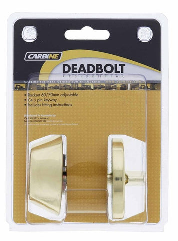 Carbine LB Residential Series Standard Cylinder and Turn Deadbolt, 60 - 70mm backset, C4 Keyed to Differ , Display Pack, Polished Brass - primehardware