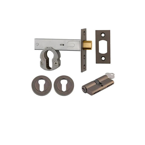 Iver Euro Mortice Deadbolt Kit 60mm Backset with Round Euro Escutcheon Key/Key Signature Brass