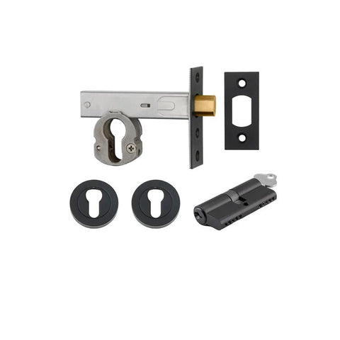 Iver Euro Mortice Deadbolt Kit 60mm Backset with Round Euro Escutcheon Key/Key Matt Black