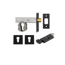Iver Euro Mortice Deadbolt Kit 60mm Backset with Square Euro Escutcheon Key/Thumb Matt Black