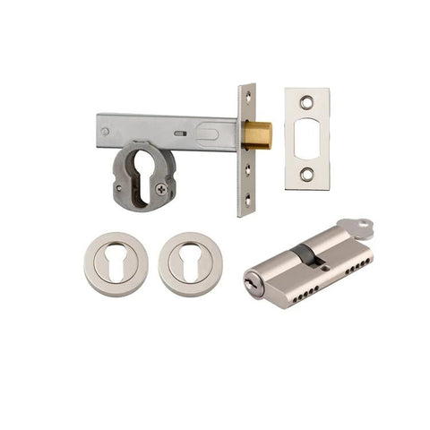 Iver Euro Mortice Deadbolt Kit 70mm Backset with Round Euro Escutcheon Key/Key Polished Nickel