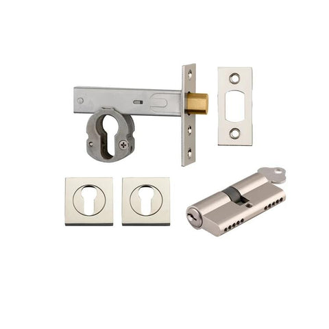 Iver Euro Mortice Deadbolt Kit 60mm Backset with Square Euro Escutcheon Key/Key Polished Nickel