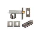 Iver Euro Mortice Deadbolt Kit 60mm Backset with Square Euro Escutcheon Key/Key Distressed Nickel