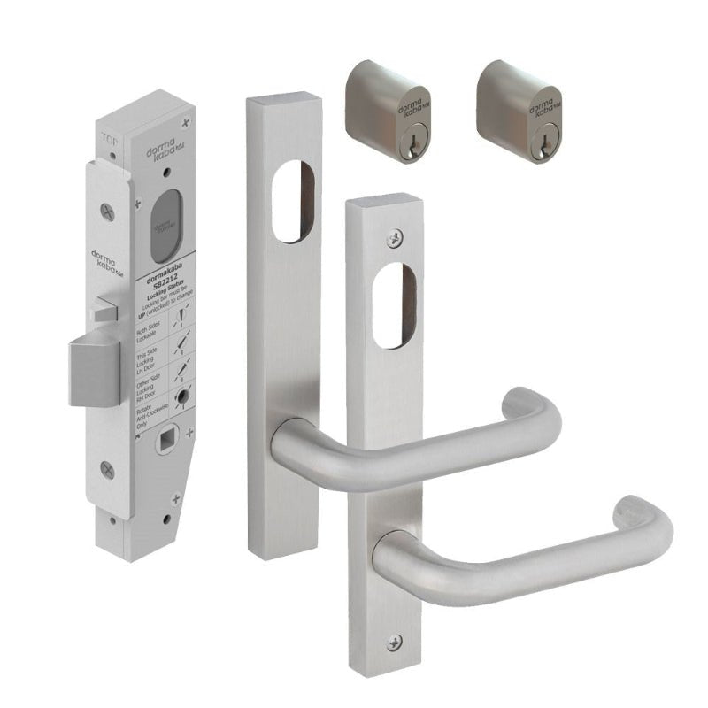 Dormakaba Sb2212 Double Cylinder Lock Kit With 6400 Square End Plate Furniture And Cylinders Sss - Sb2212kit/dbl/sss