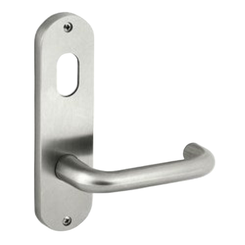 Dormakaba Furniture Round End Plate Visible Fix with Cylinder Hole and Noosa Lever SSS - 6701/30 SSS DO670130SSS - primehardware