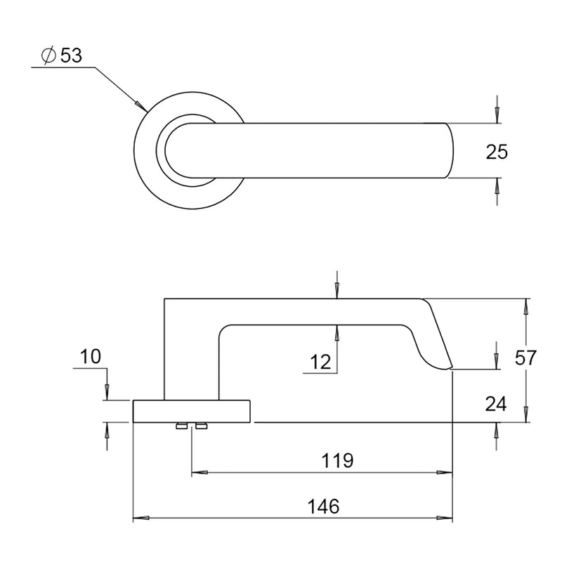 Dormakaba 4300/21 Coastal Lever Door Handle on Round Rose