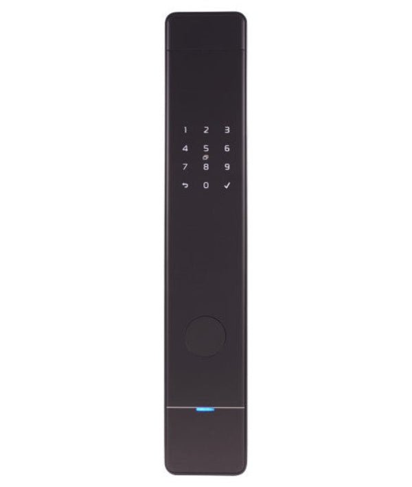 Black digital door lock on a white background