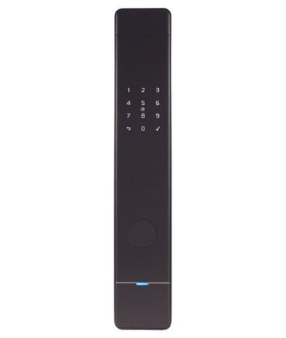 Black digital door lock on a white background